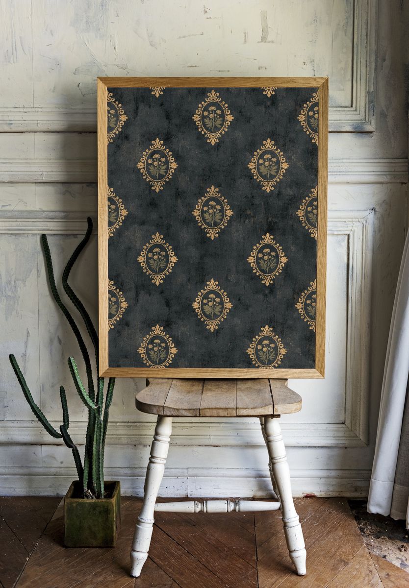 Vintage Floral Damask Print. room preview