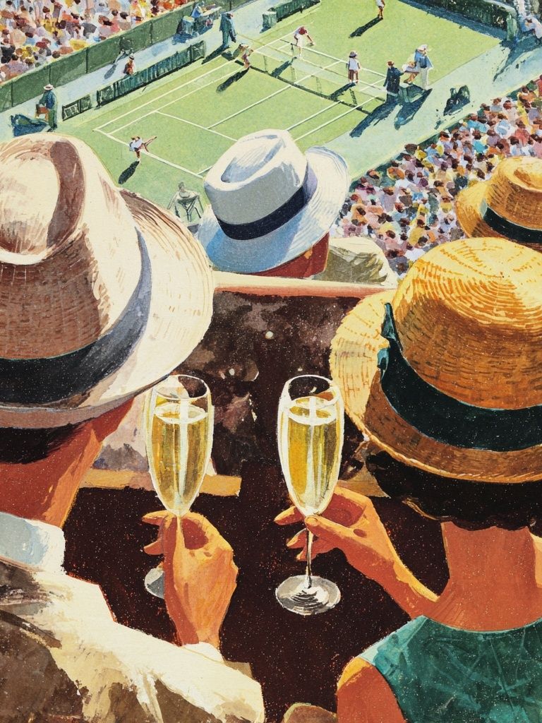 Tennis Match View Vintage Poster. poster — vintage art