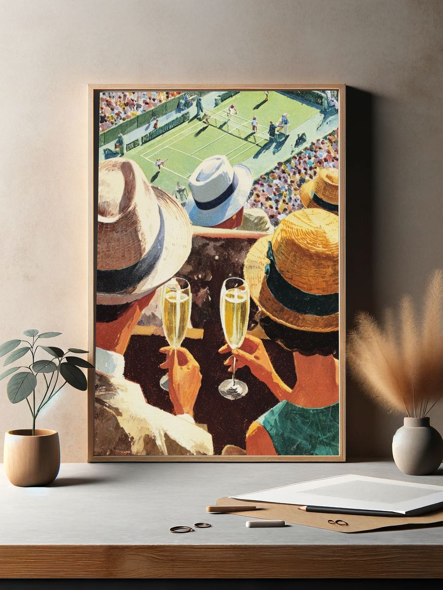 Tennis Match View Vintage Poster. — room view 2