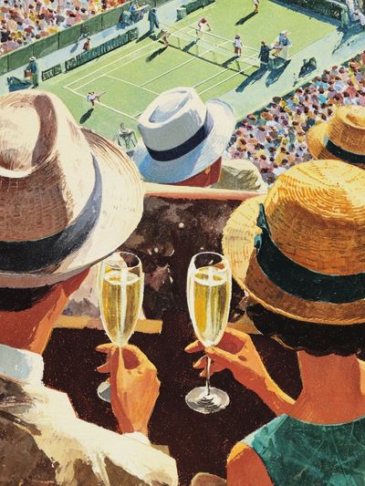Tennis Match View Vintage Poster.