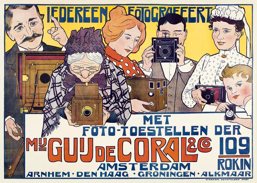 Iedereen fotografeert (1901) Johann Georg. poster detail