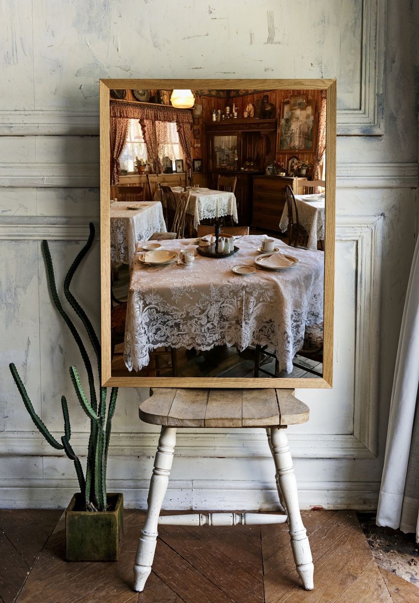 Vintage Tea Room Interior Print. — room view 1
