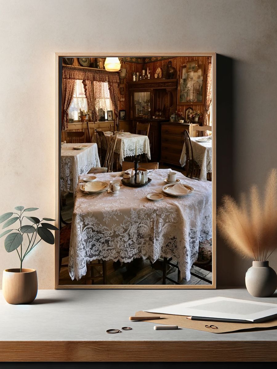 Vintage Tea Room Interior Print. — room view 2