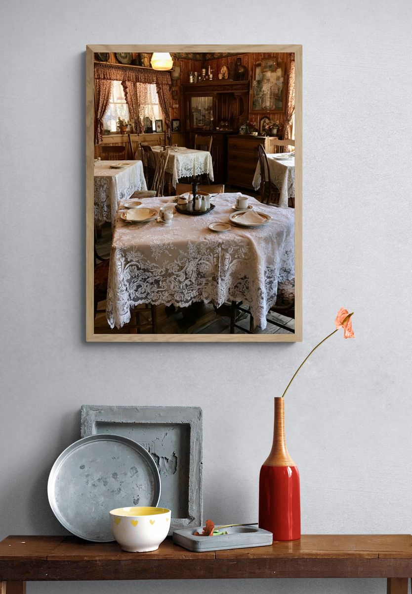 Vintage Tea Room Interior Print. — room view 3