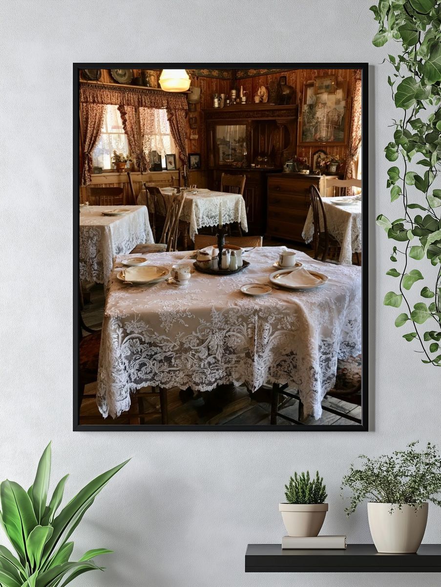 Vintage Tea Room Interior Print. — room view 4