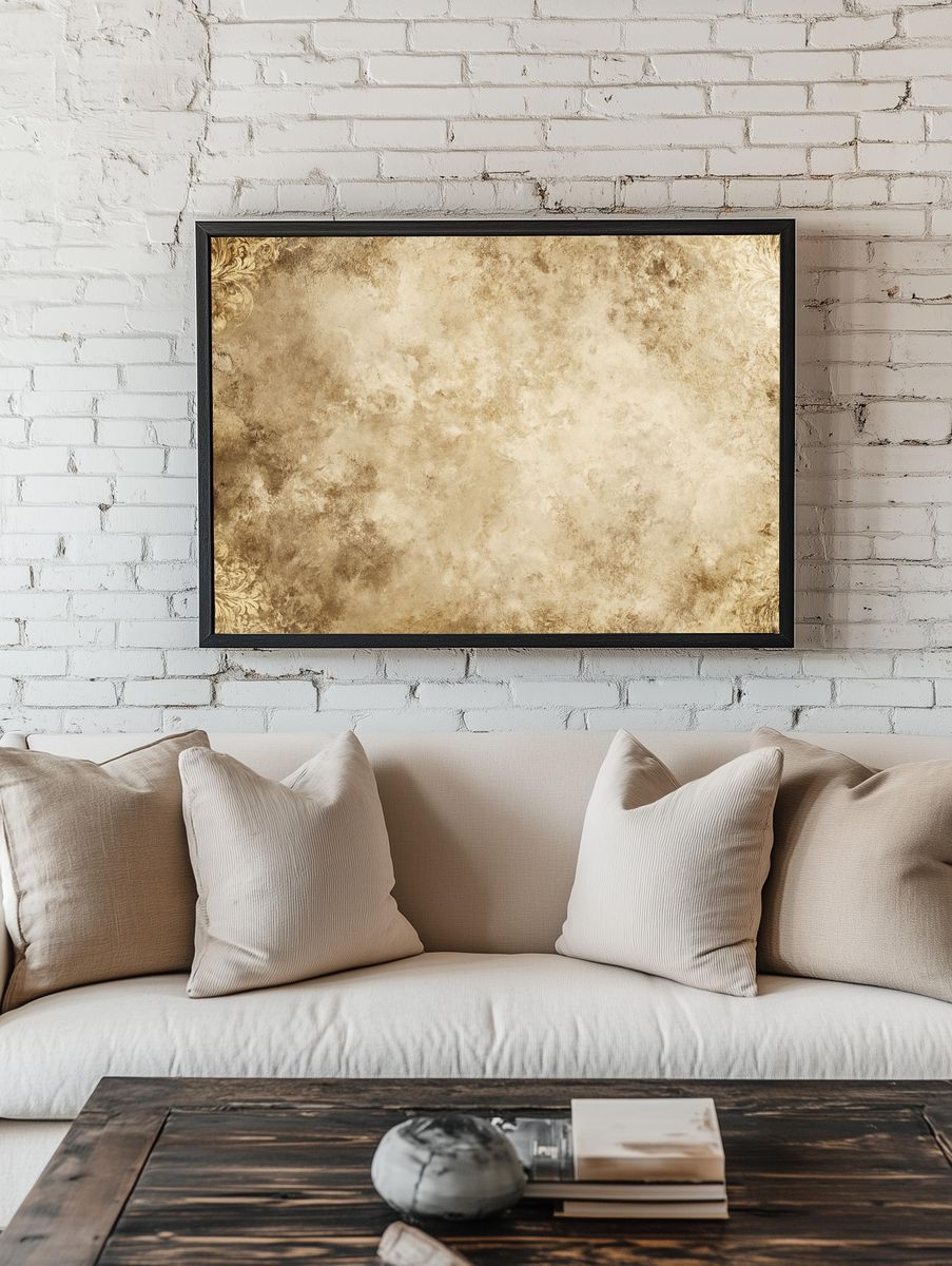 Antique Sepia Damask Texture Poster. room preview