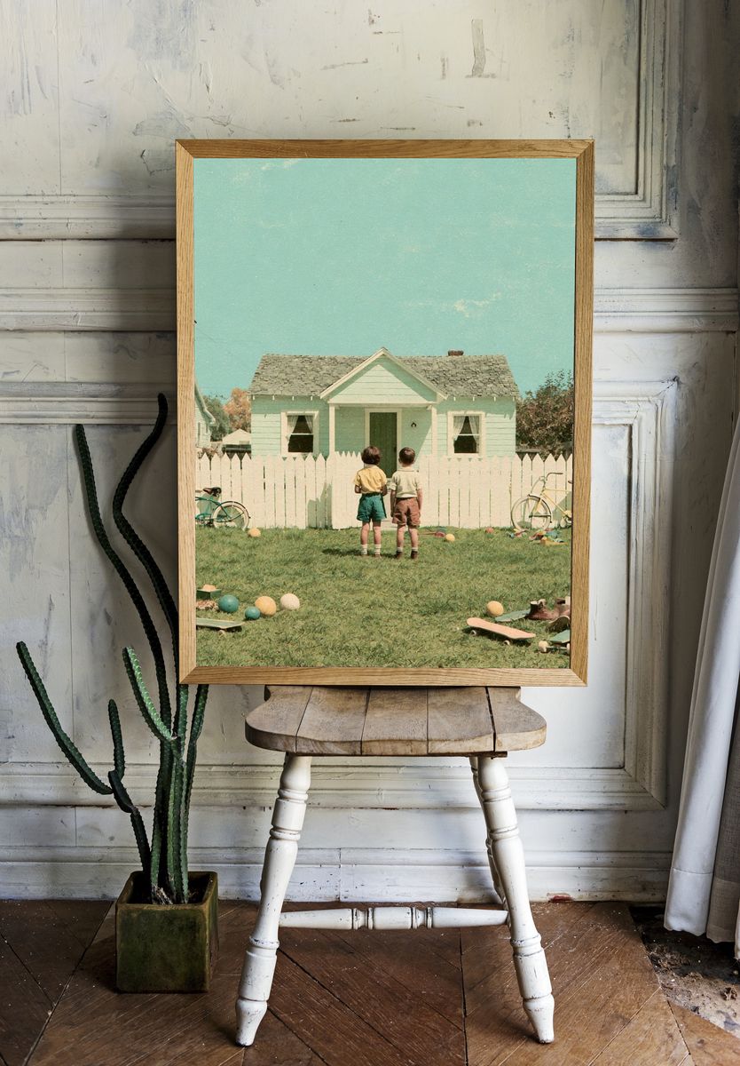Suburban Childhood Vintage Print. room preview