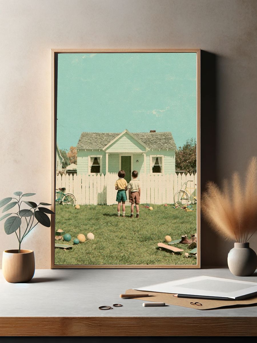 Suburban Childhood Vintage Print. — room view 2