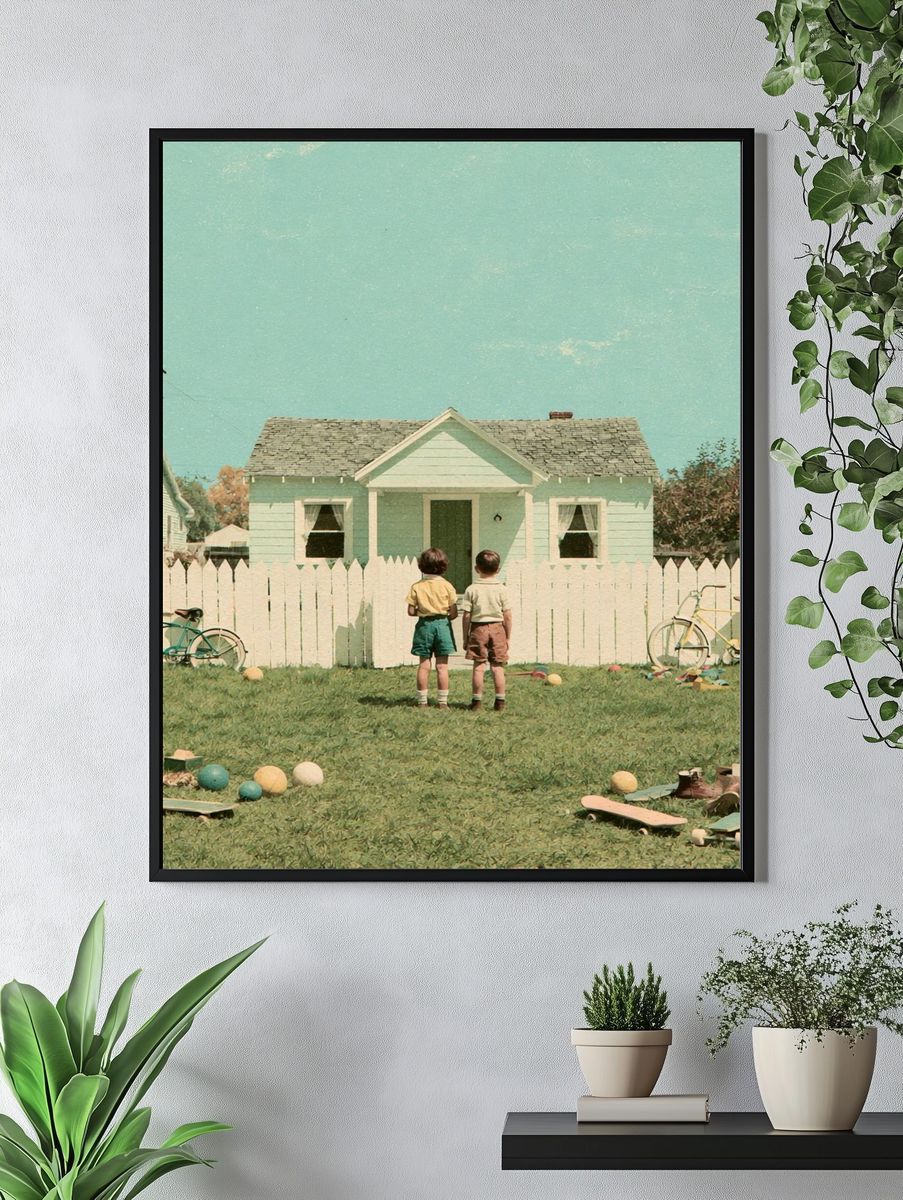 Suburban Childhood Vintage Print. — room view 4