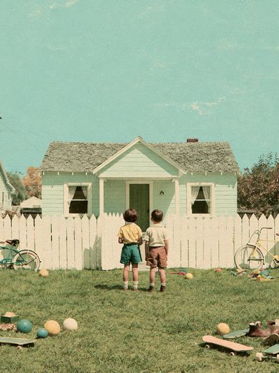 Suburban Childhood Vintage Print.