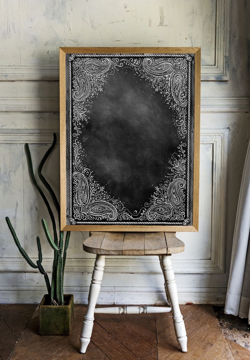 Paisley Chalkboard Frame Poster. room preview