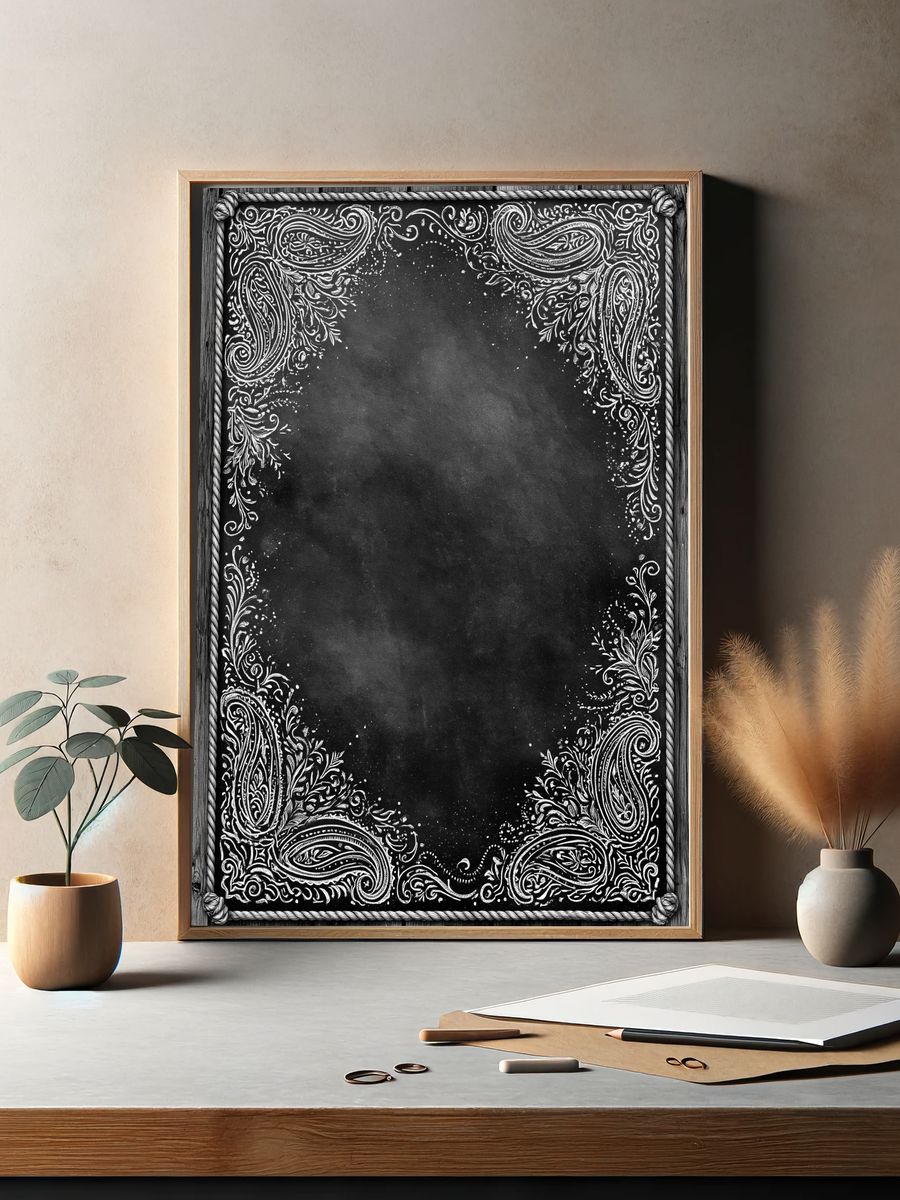 Paisley Chalkboard Frame Poster. — room view 2