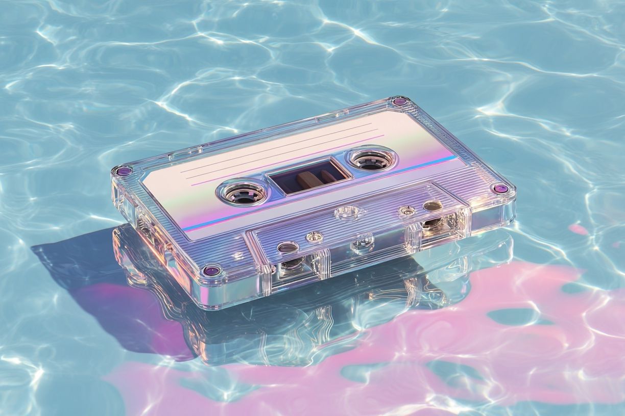 Floating Cassette Tape Retro Print. poster detail