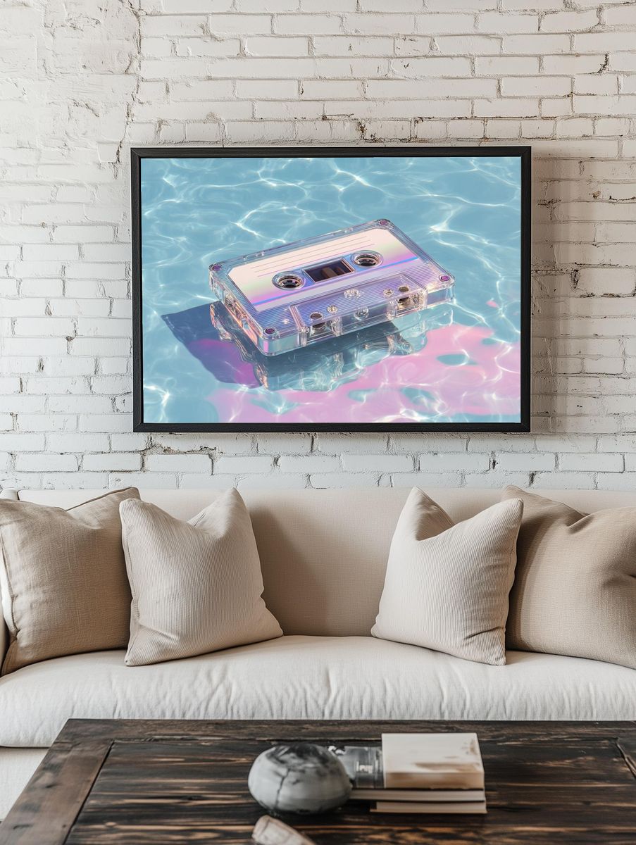 Floating Cassette Tape Retro Print room preview