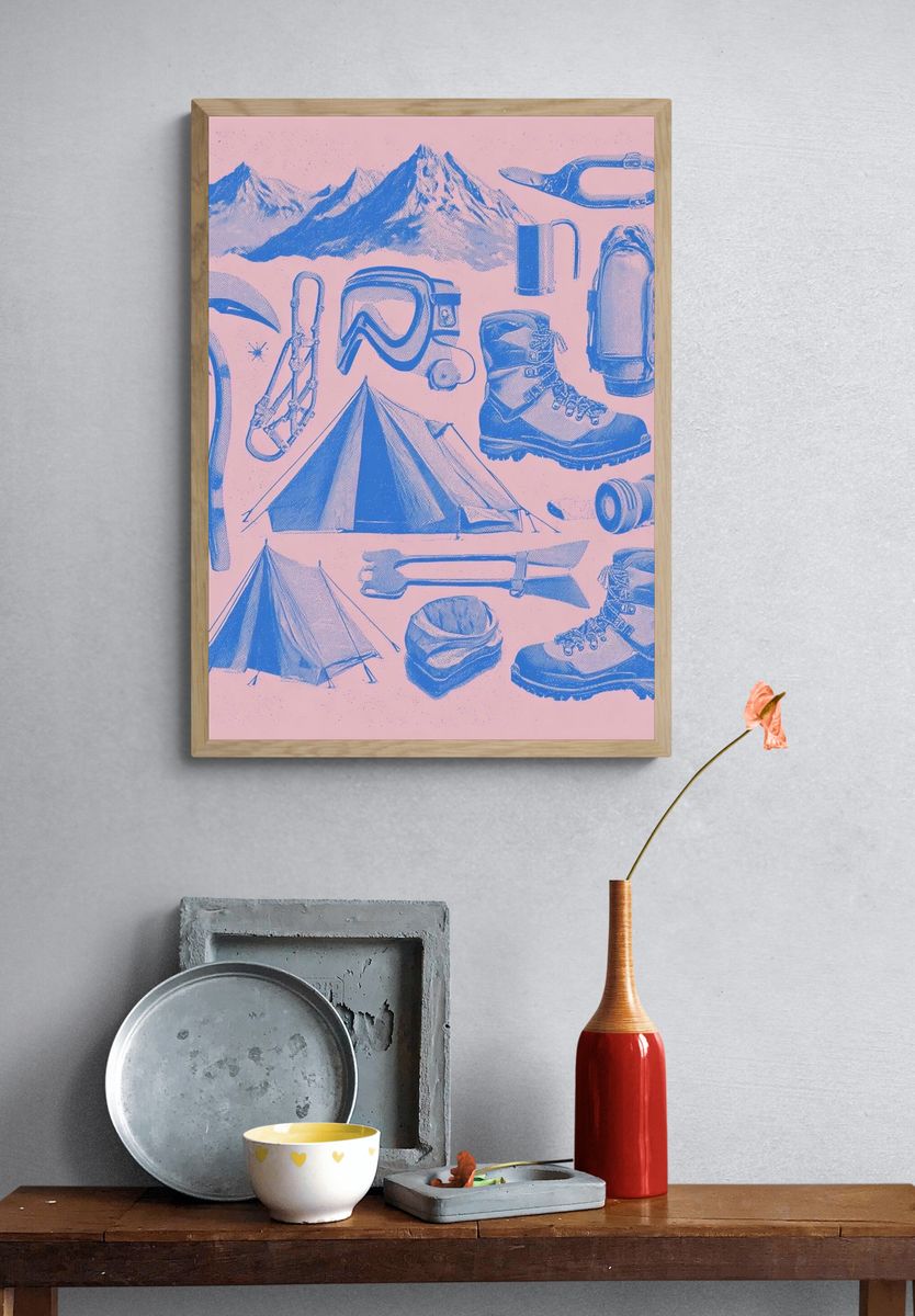 Vintage Mountaineering Gear Poster. — room view 3