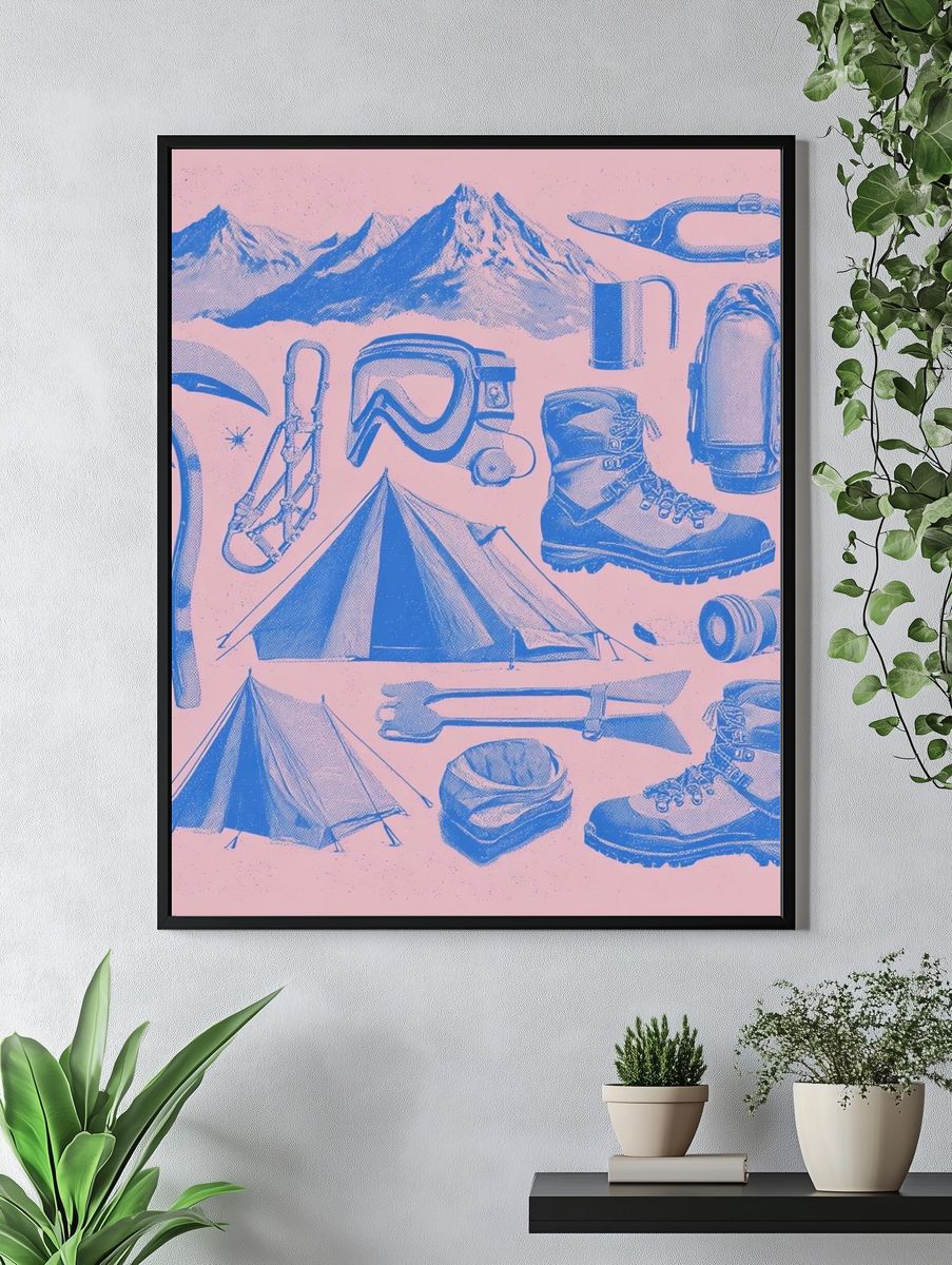 Vintage Mountaineering Gear Poster. — room view 4