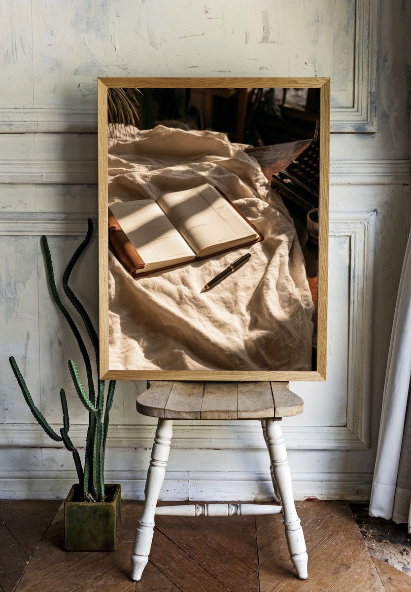 Vintage Writing Desk Still Life Poster. — room view 1