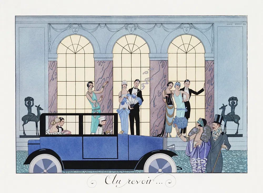 Au Revoir (1920) fashion illustration. poster detail
