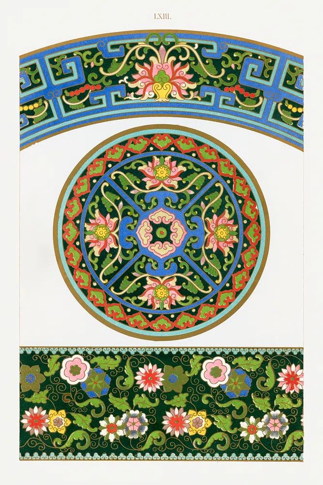 Chinese Floral Ornament Vintage Print. poster — vintage art