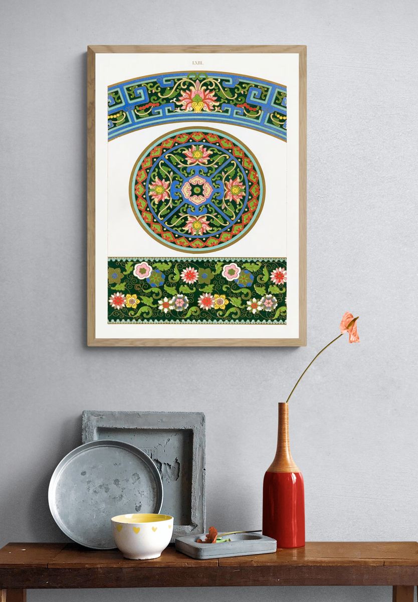 Chinese Floral Ornament Vintage Print. — room view 3