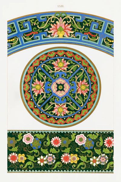 Chinese Floral Ornament Vintage Print. poster