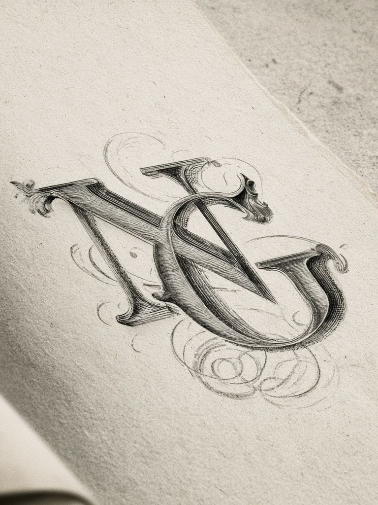 Ornate Monogram Sketch Poster. poster — vintage art