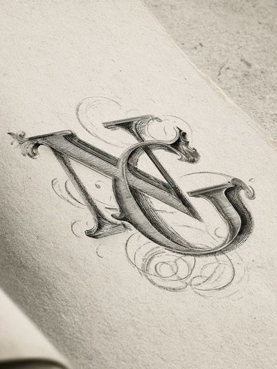 Ornate Monogram Sketch Poster.