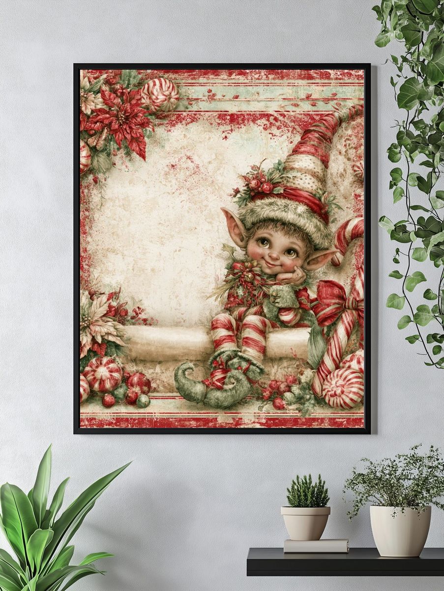 Christmas Elf Vintage Poster. — room view 4