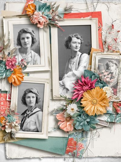 Vintage Floral Portrait Collage Poster.