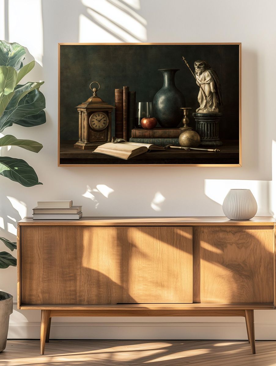 Owl Still Life Vintage Print. — room view 3
