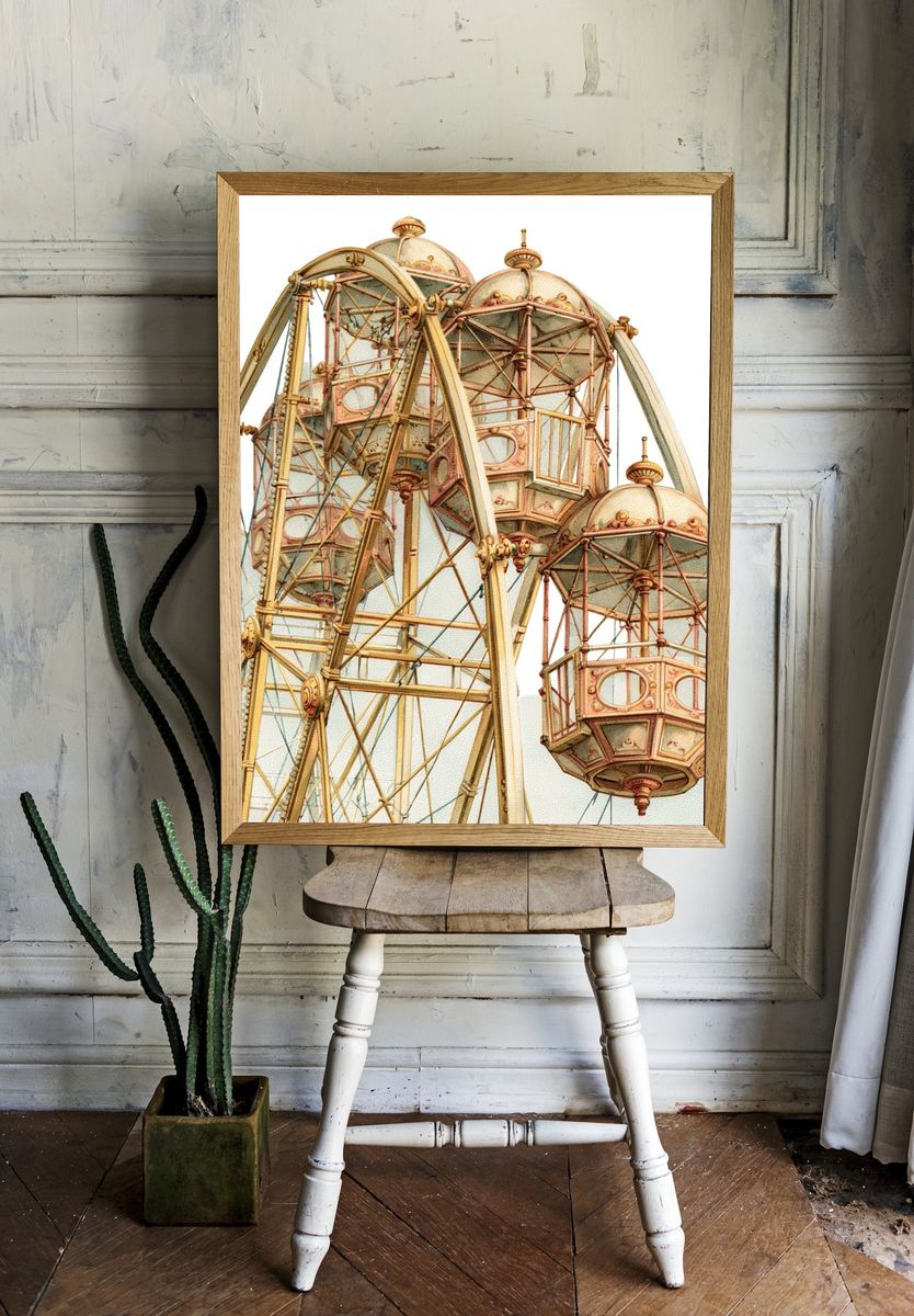 Vintage Ferris Wheel Poster. — room view 1