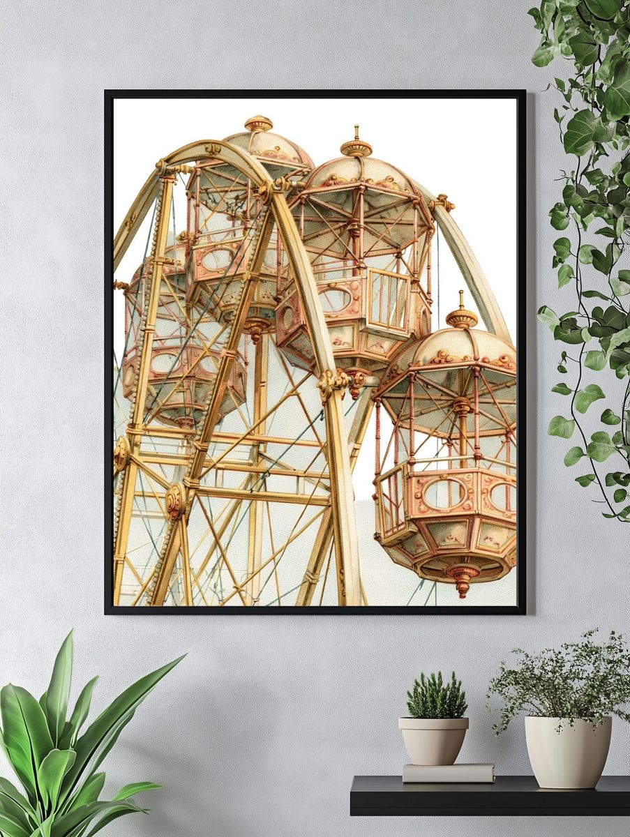 Vintage Ferris Wheel Poster. — room view 4