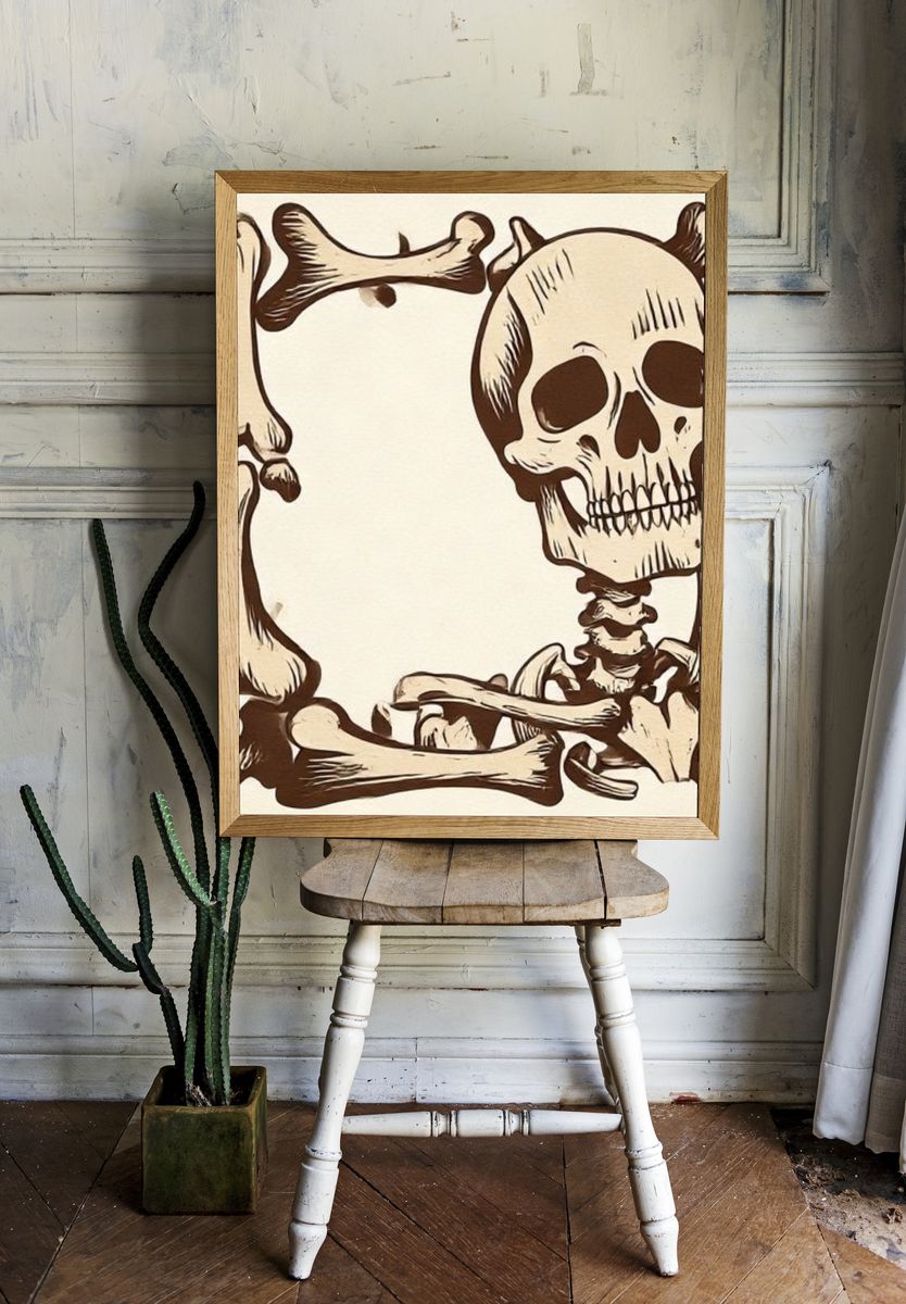 Vintage Skull and Bones Poster. — room view 1