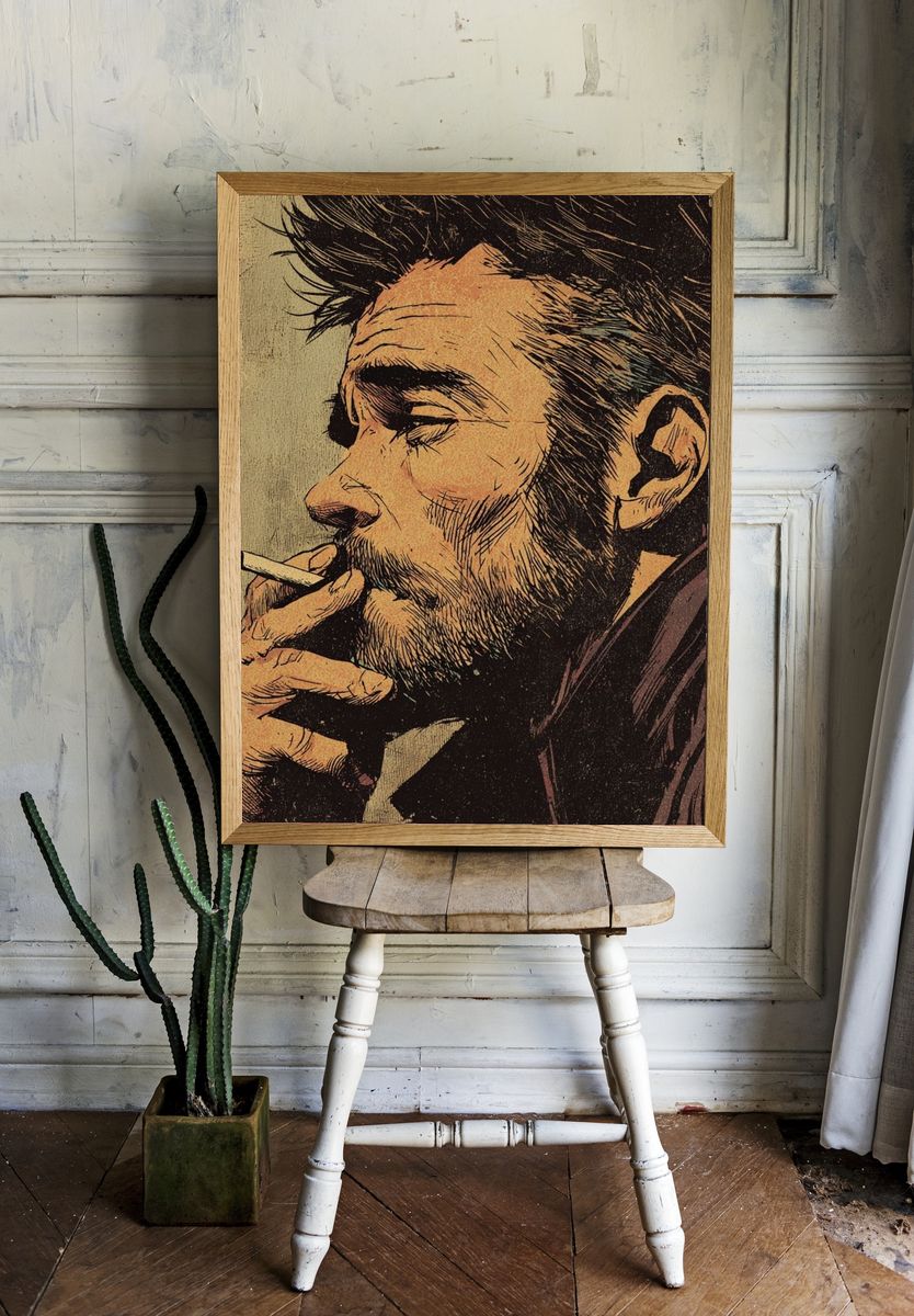 Smoky Portrait Vintage Print. room preview