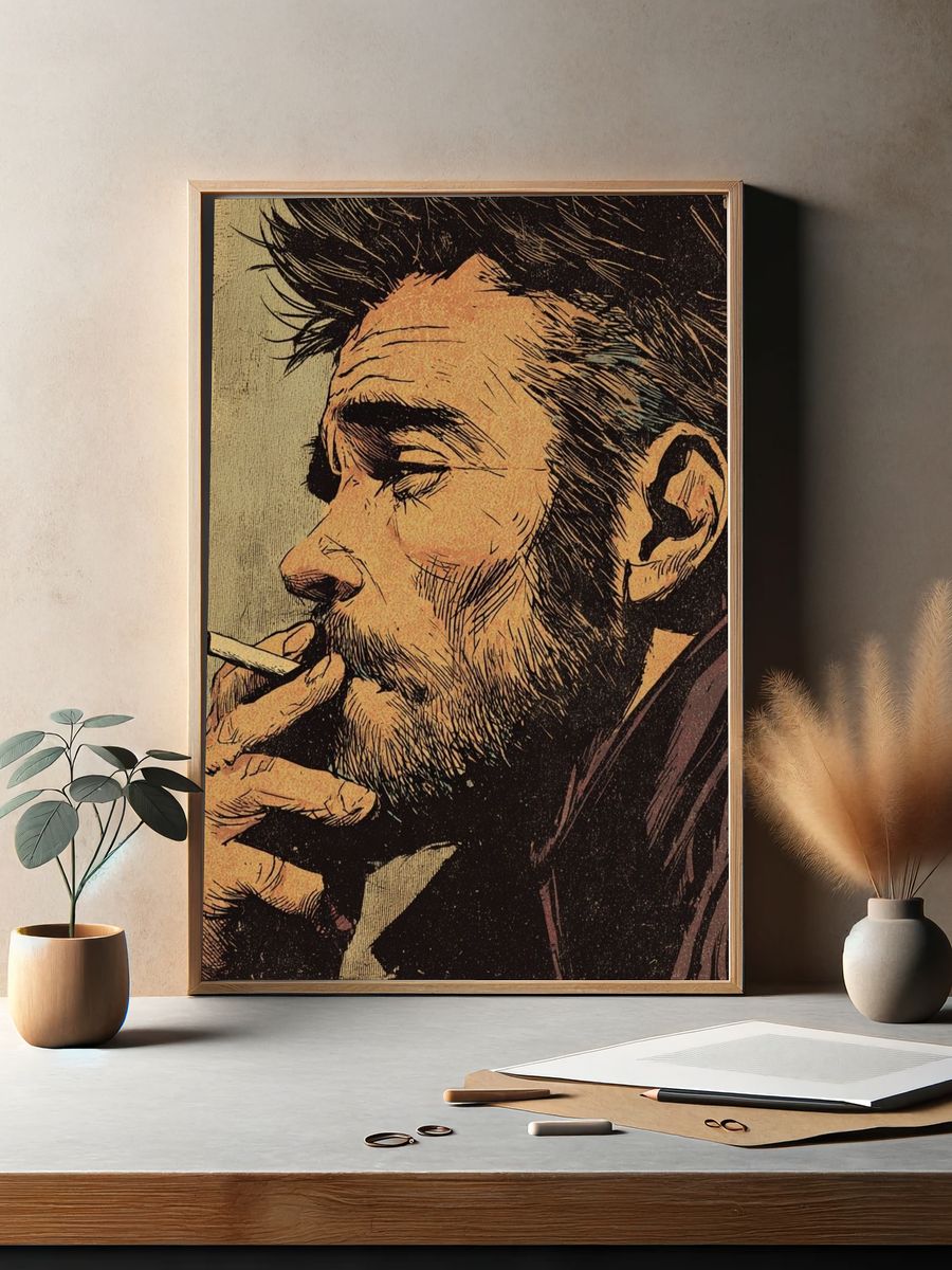 Smoky Portrait Vintage Print. — room view 2