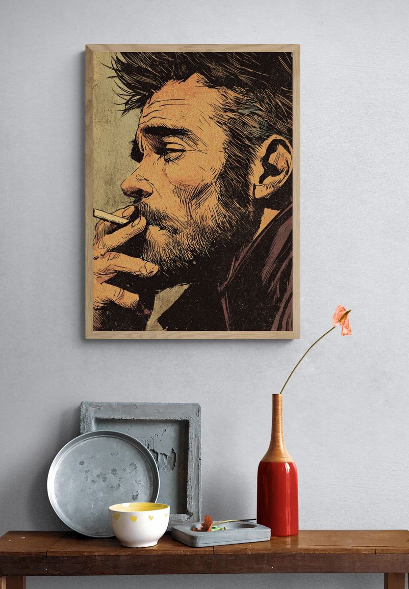 Smoky Portrait Vintage Print. — room view 3