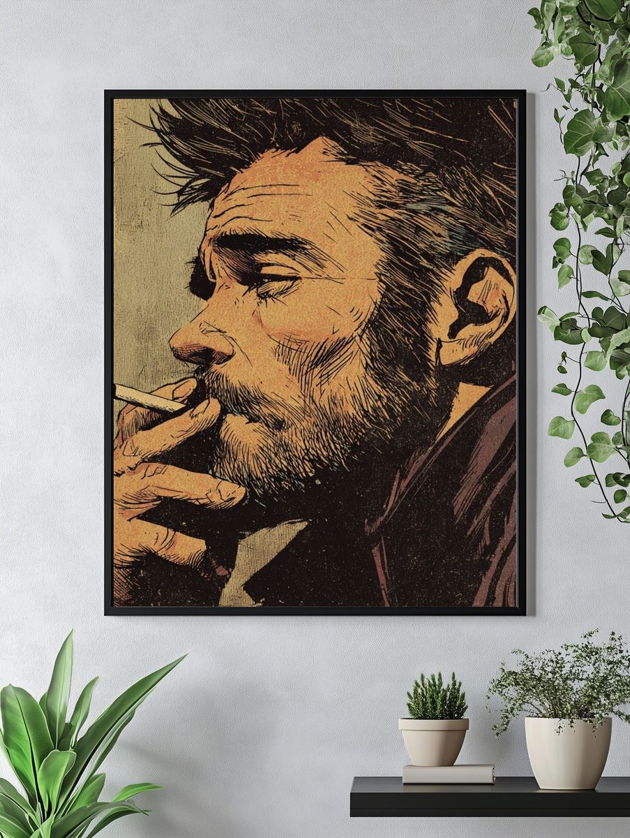 Smoky Portrait Vintage Print. — room view 4