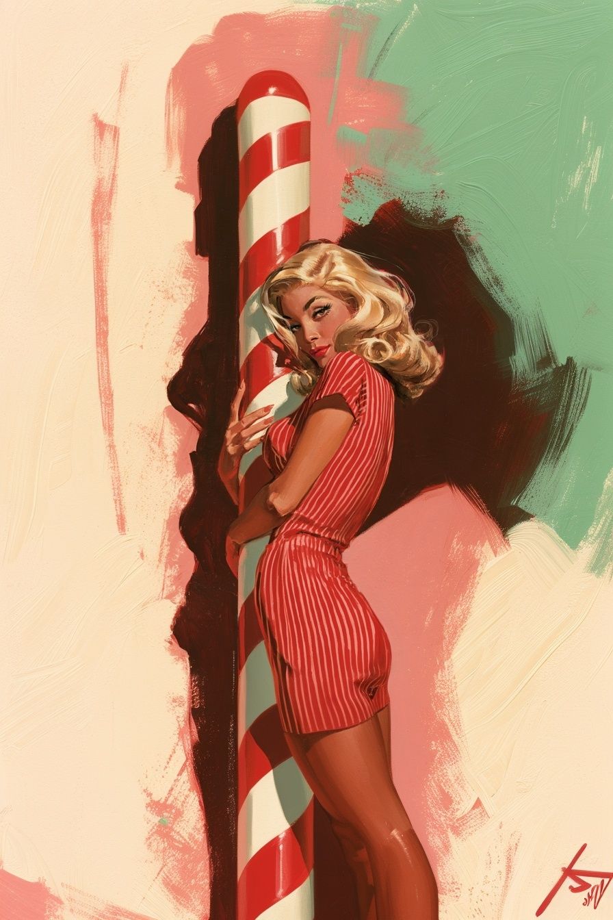 Retro Pin-Up Candy Cane Print. poster detail