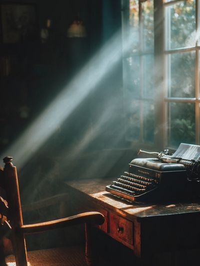 Vintage Typewriter Sunlit Study Poster.