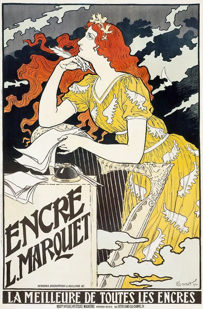 Encre L. Marquet (1892), vintage. poster — vintage art