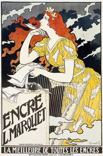 Encre L. Marquet (1892), vintage. poster