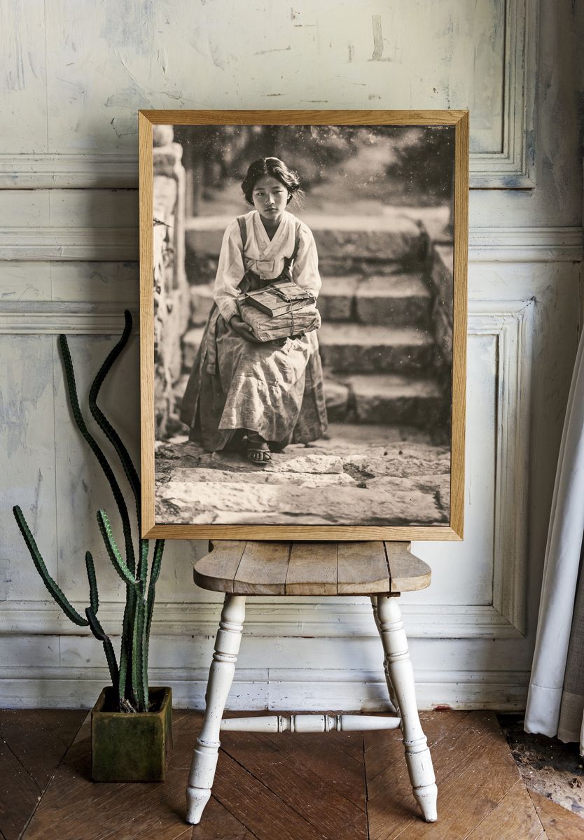 Vintage Korean Girl Portrait Poster. room preview