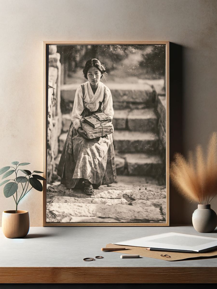 Vintage Korean Girl Portrait Poster. — room view 2