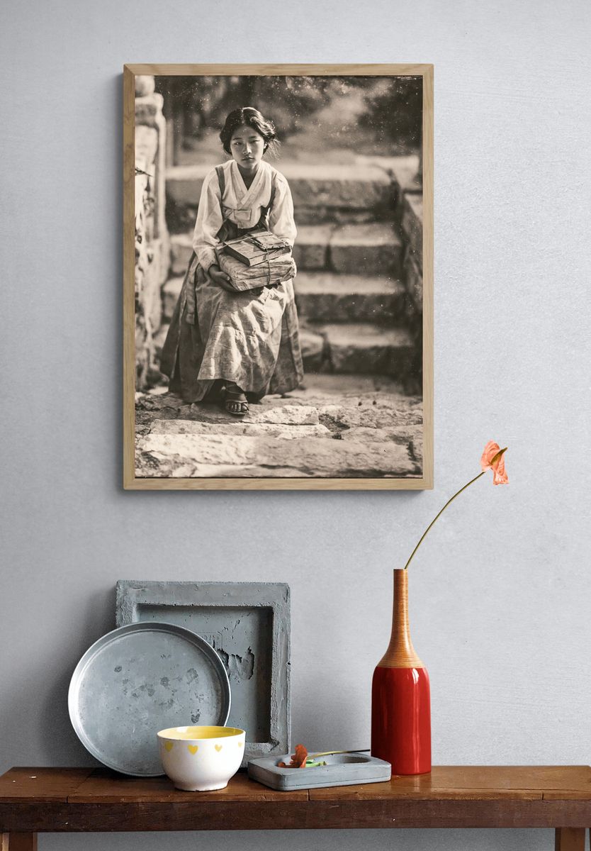 Vintage Korean Girl Portrait Poster. — room view 3