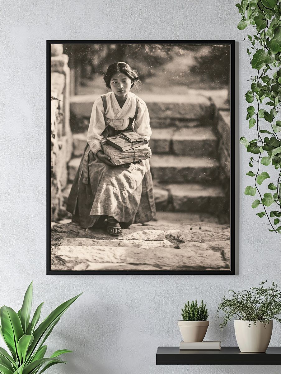 Vintage Korean Girl Portrait Poster. — room view 4