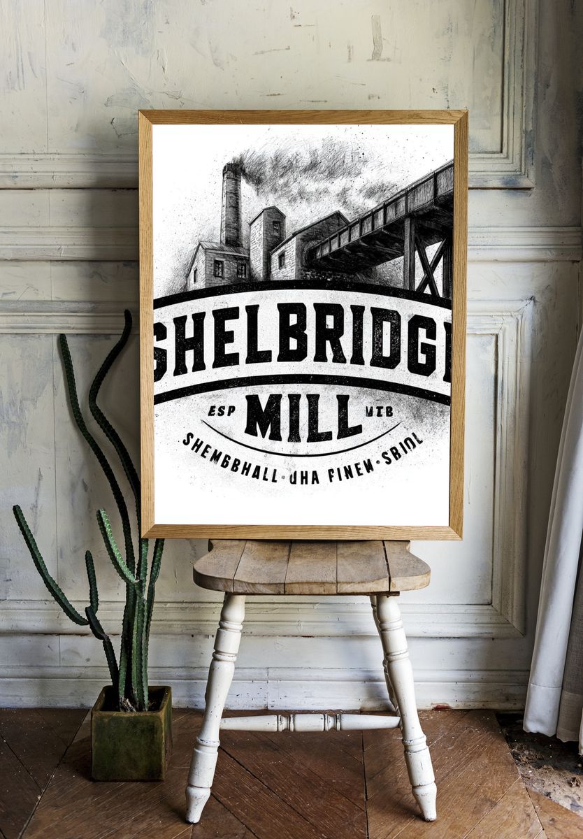 Shelbridge Mill Vintage Poster. room preview