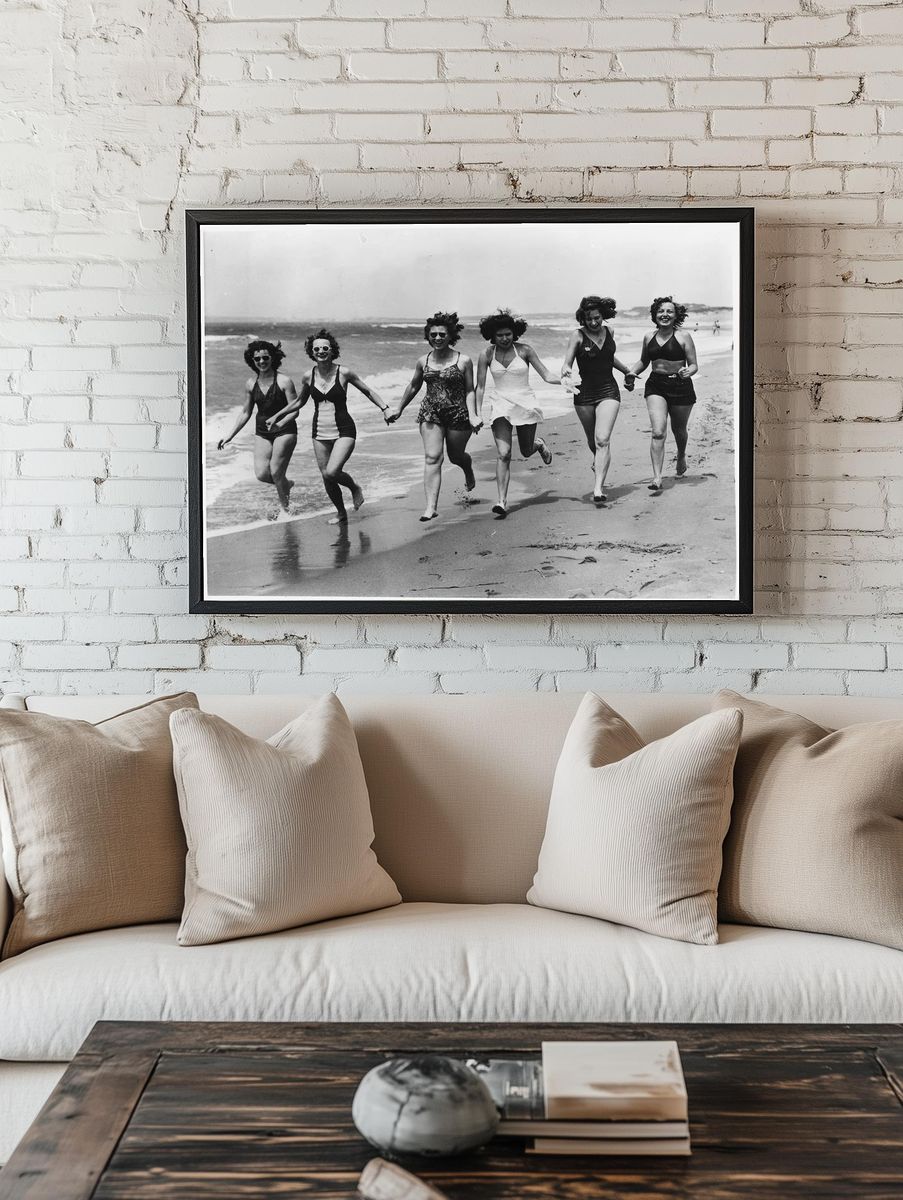 Mediterranean Beach Scene — Art Print. — room view 1