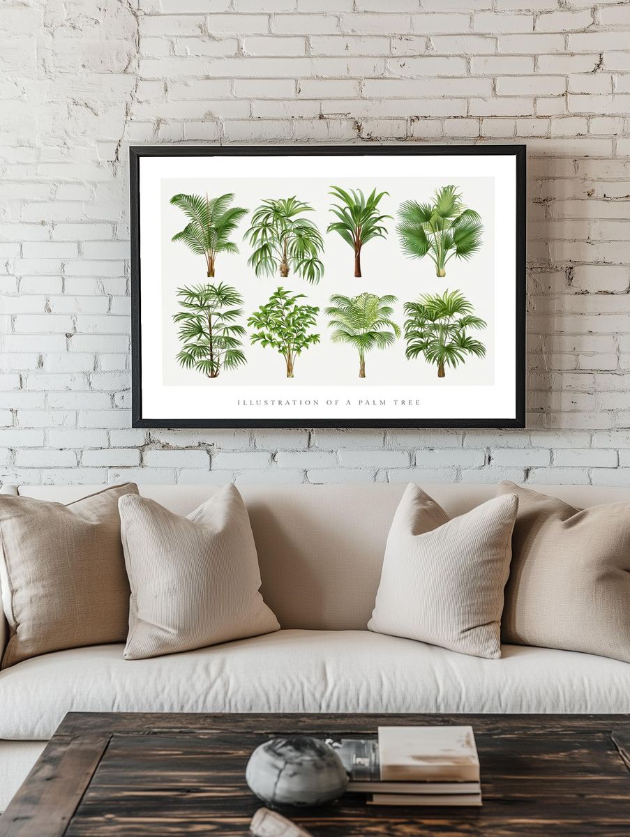 Palm tree art print, vintage. room preview