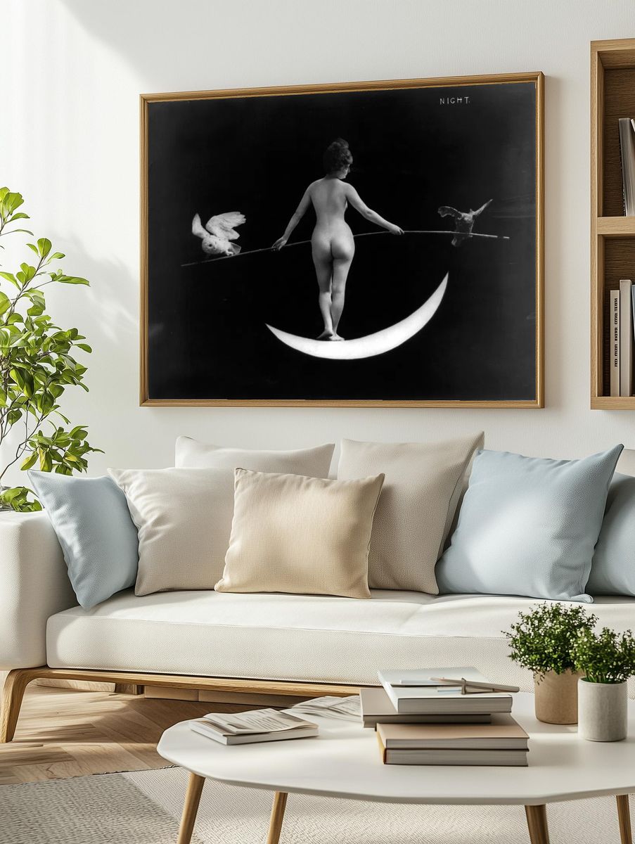 Nude photography naked woman: Night. — room view 2