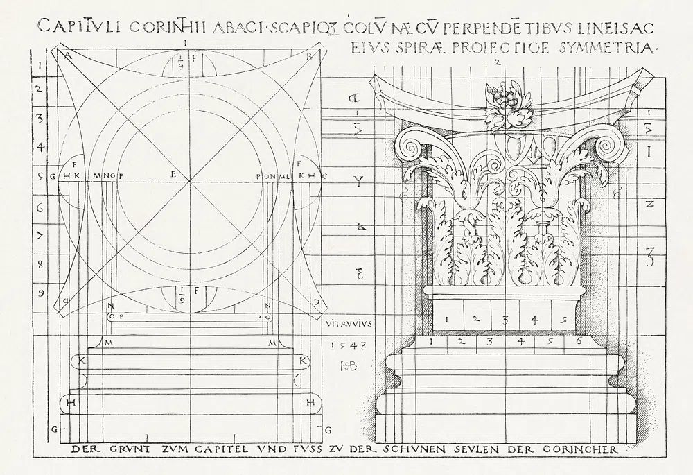 Vitruvian Capital Study Vintage Print. poster detail